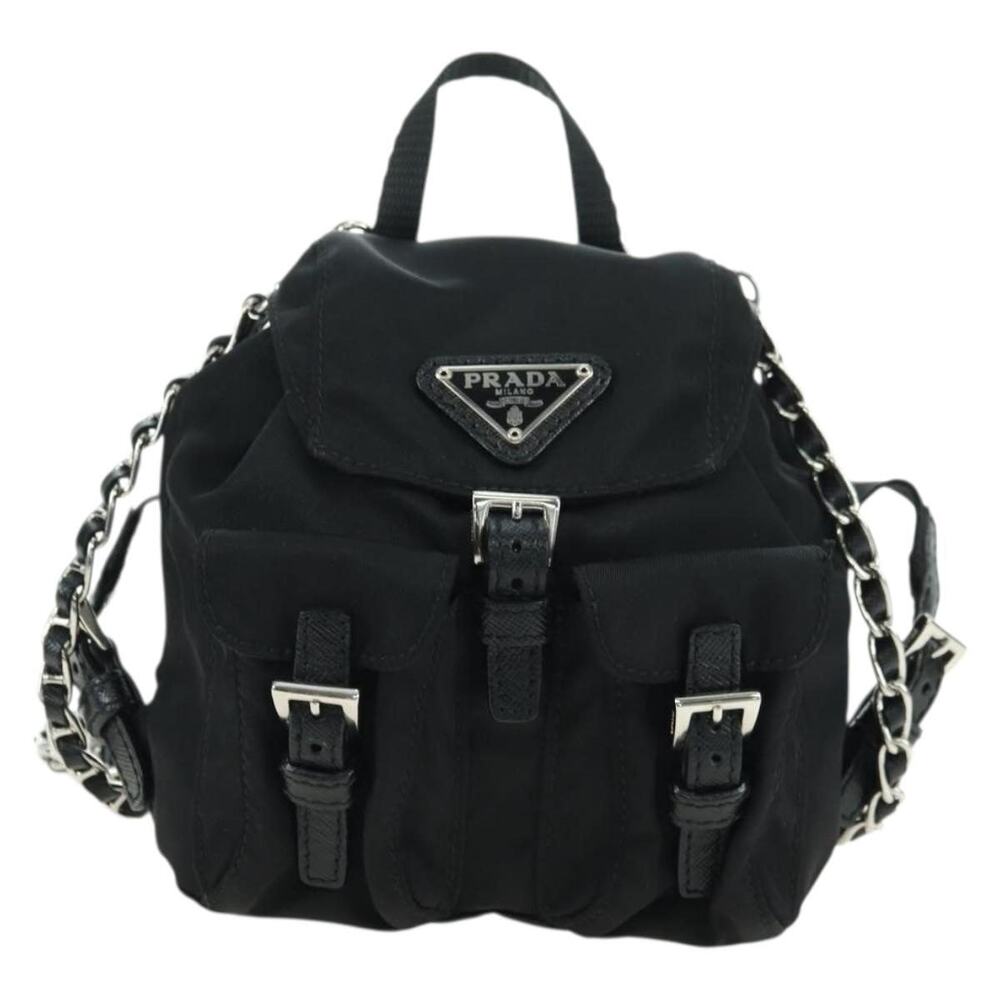 Prada Nylon Chain Shoulder Bag Black